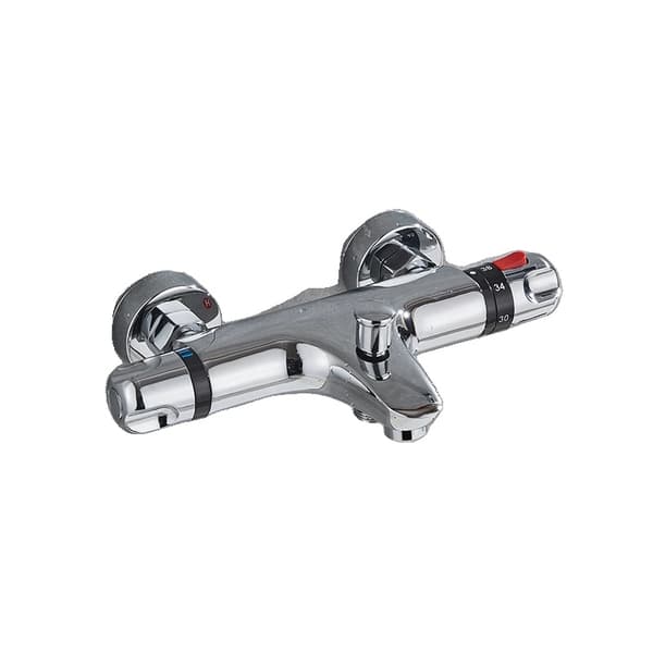 Termostatisk Duschblandare, Dubbelhandtagsdesign, Polerad Kromfinish,Krom B