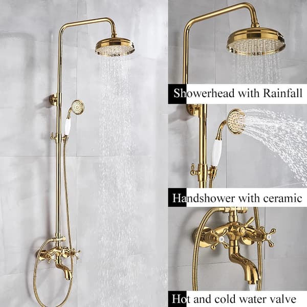 Badeværelse Brusehovedsæt, Vægmonteret Design, Regnbruserarmatur,Guld C