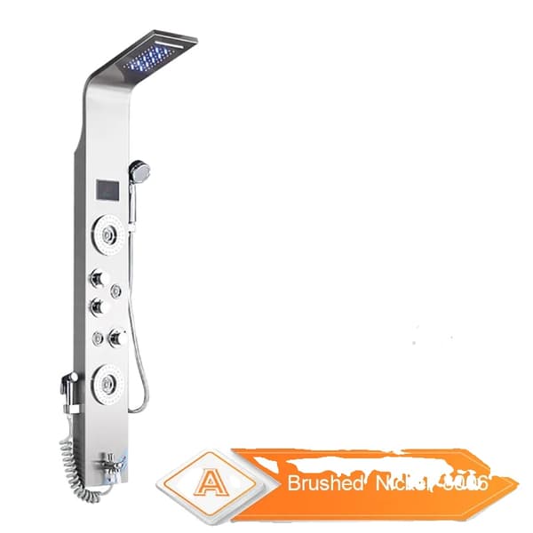 LED Brusepanel, Vandfaldsregn Design, Spa Massage Sprayer,Børstet nikkel 8006