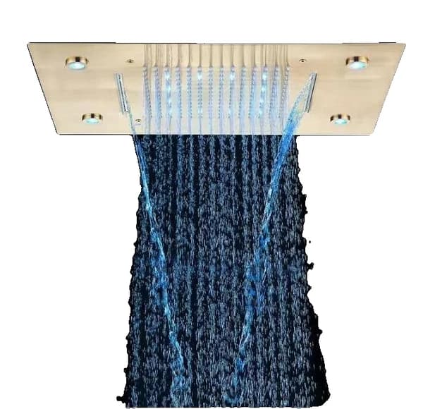 Badrum Dusch LED Himmelsgardin, Flerfärgad, Vattenfall eller Regnfall Utlopp,Guld LED 49x35