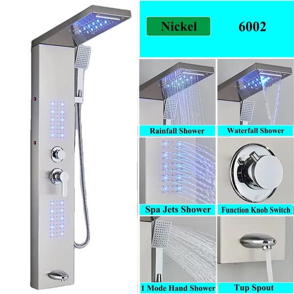 Duschpanelssystem, LED-lampor, kroppsmassagejetar,Nickel 6002