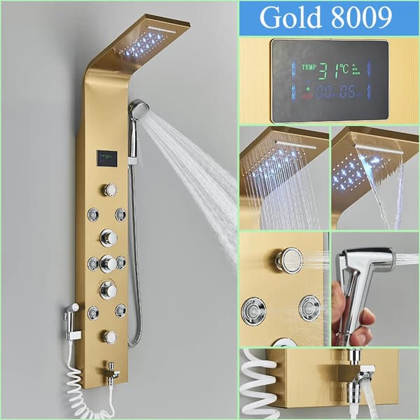 LED Bruse System, Temperatur Display, Multifunktionel Massage,Guld-L-8009