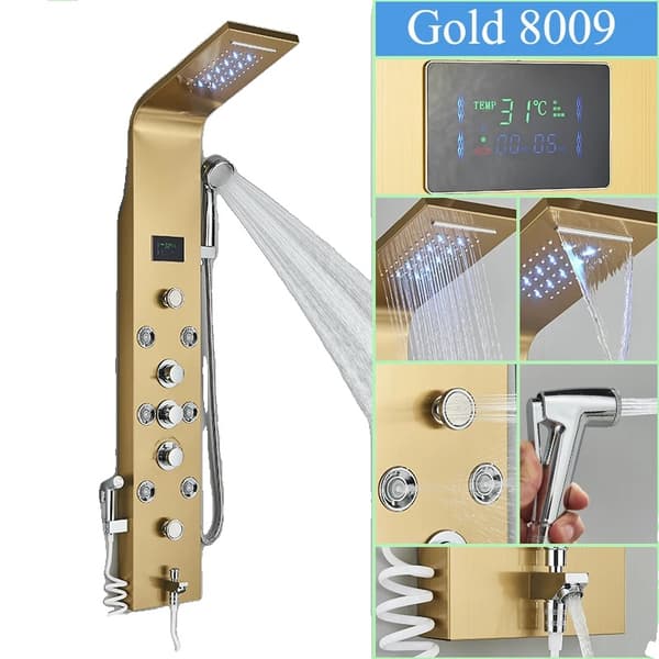 LED Bruse System, Temperatur Display, Multifunktionel Massage,Guld-L-8009
