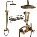 Miniatyrbillede 2 af 2: Antik Messing Bruserarmatur, 8 tommer Regnfall Bruserhoved, Dobbelt Håndtag Kontrol,Antik Messing E-B