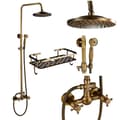 Miniatyrbillede 1 af 2: Antik Messing Bruserarmatur, 8 tommer Regnfall Bruserhoved, Dobbelt Håndtag Kontrol,Antik Messing E-B