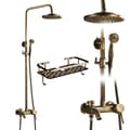 Miniatyrbillede 1 af 2: Antik Messing Bruserarmatur, 8 tommer Regnfall Bruserhoved, Dobbelt Håndtag Kontrol,Antik Messing H-B