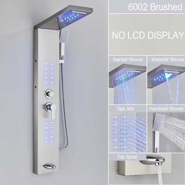 Duschpanelssystem, modern design, varm- och kallfunktionalitet,6002 Borstad nickel