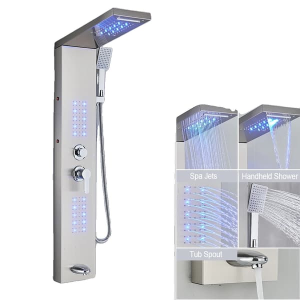 Duschpanelssystem, modern design, varm- och kallfunktionalitet,6002 Borstad nickel