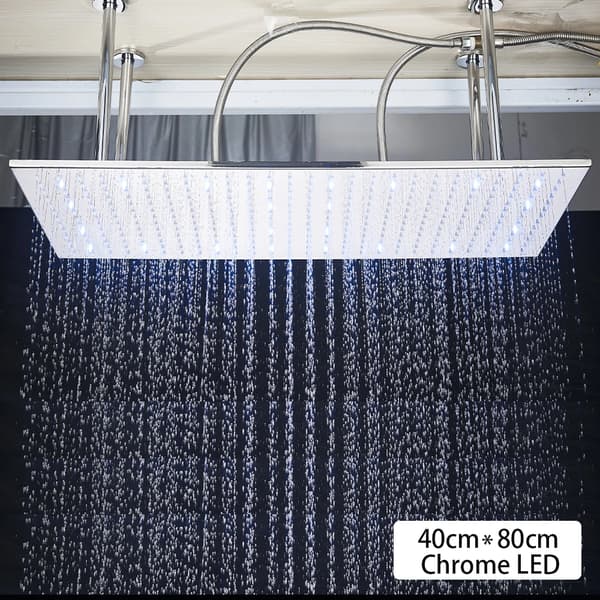 Loftbruserarmatur, Sort Finish, LED-funktion,krom enkelt hoved