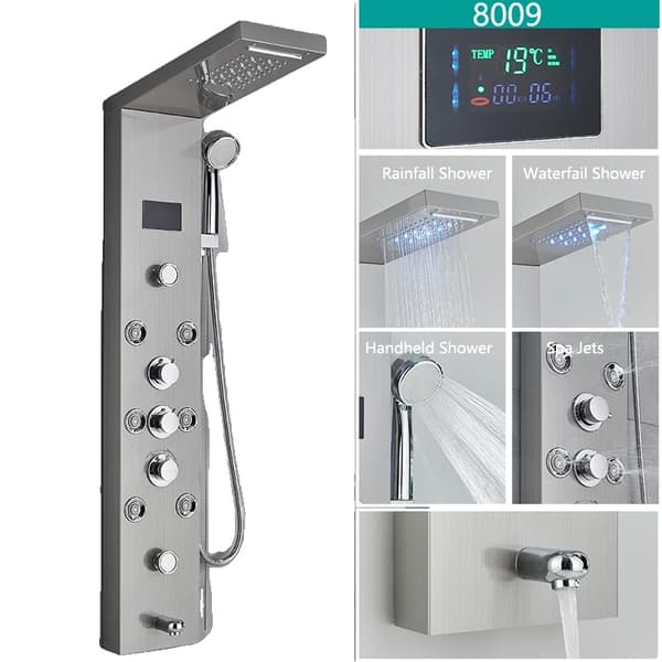 LED Brusehane, Temperatur Digital Display, Kropsmassage System,Børstet 8009