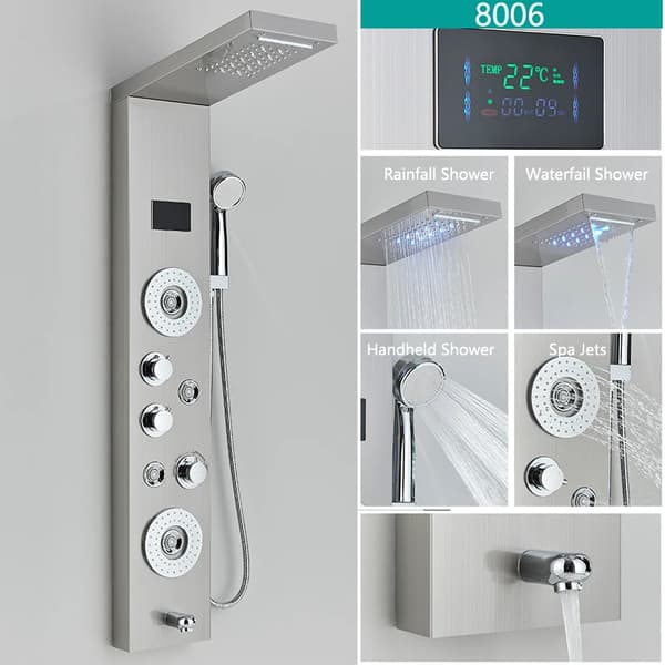 LED Brusehane, Temperatur Digital Display, Kropsmassage System,Børstet 8006