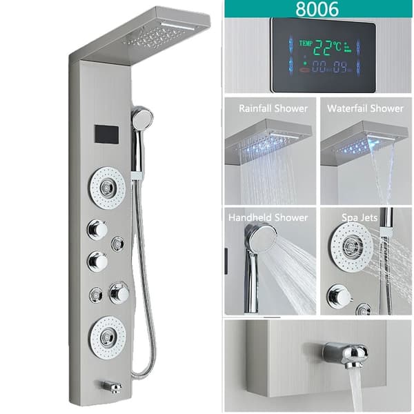LED Brusehane, Temperatur Digital Display, Kropsmassage System,Børstet 8006