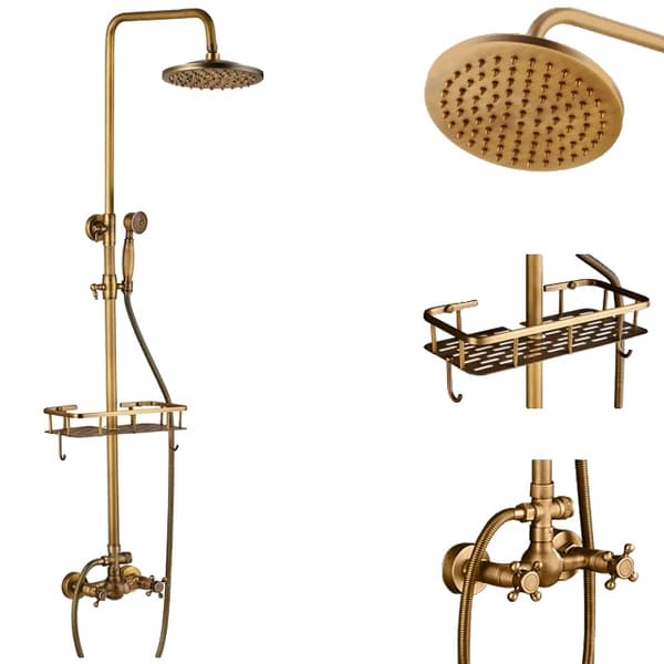 Brass Duschkranset, Dubbelhandtagskontroll, Höjdjusterbar,Typ A