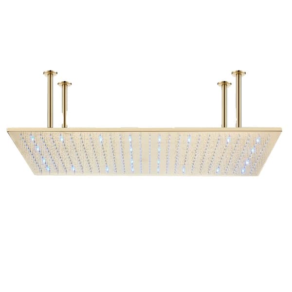 Regnduschshuvud, mattsvart finish, hållbart rostfritt stål, rymligt design,Borstad gyllene LED