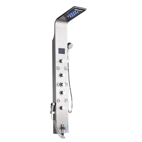 Vægmonteret brusepanel, LED-display, temperaturkontrol, moderne design,Børstet nikkel 8009