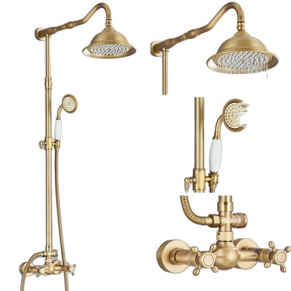 Brusearmaturer, Antik Messing, Vægmontering,MODEL B
