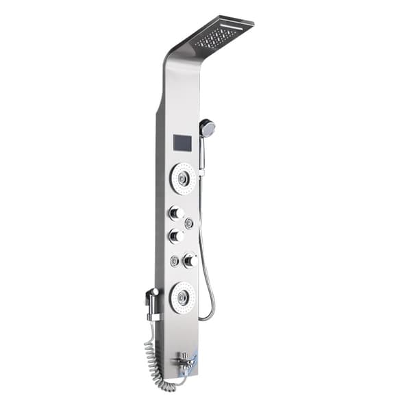 Vægmonteret brusepanel, LED-display, temperaturkontrol, moderne design,Børstet nikkel 8006