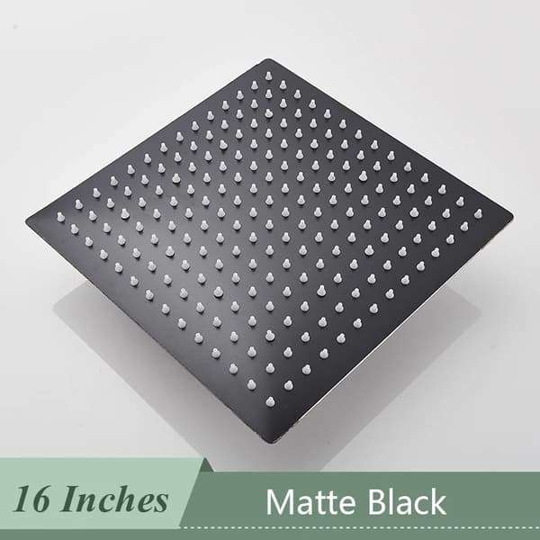 Regnbruser, Rustfrit Stål, Firkantet Design,Matte Sort 16 tommer