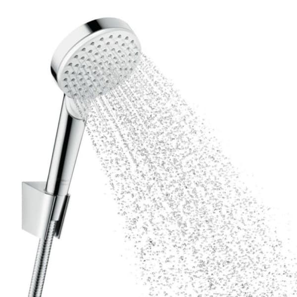 Crometta väggfäste och Vario handduschset med 160 cm duschslang Vit/Krom - HANSGROHE