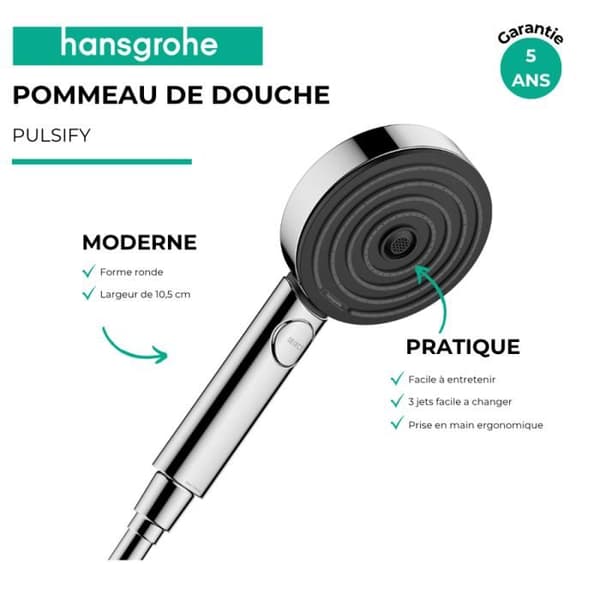 HANSGROHE Handdusch 105 3jet Aktiveringskrom Pulsify Select