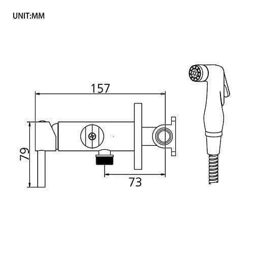 GRIFEMA COMPLENTO-G154 Set med handdusch-WC med avstängningsventil, duschslang 1,5M - Duschsats för hygien i G15