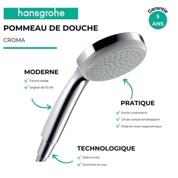 Handdusch - HANSGROHE - Croma 100 - EcoSmart - Quickclean - XXL Performance