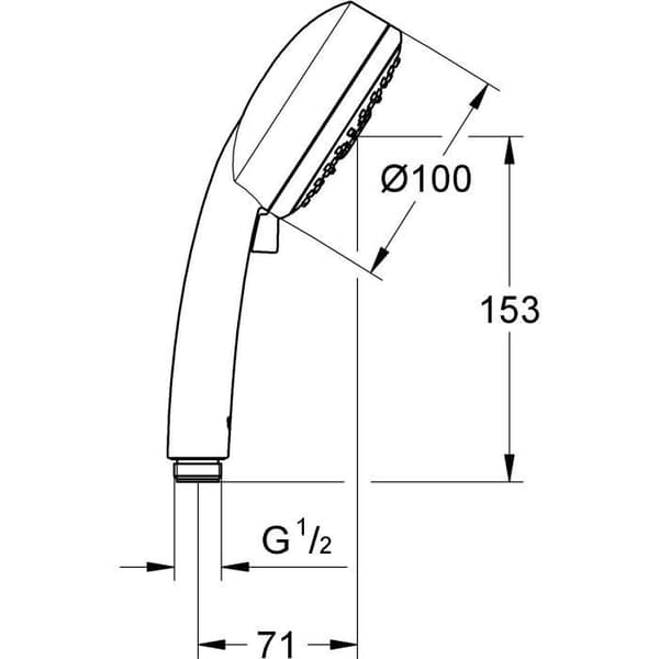 GROHE Vitalio Comfort 100 duschhuvud, 4 strålar, handdusch med anti- skållnings- och vattenbesparande teknik, krom, 26094000