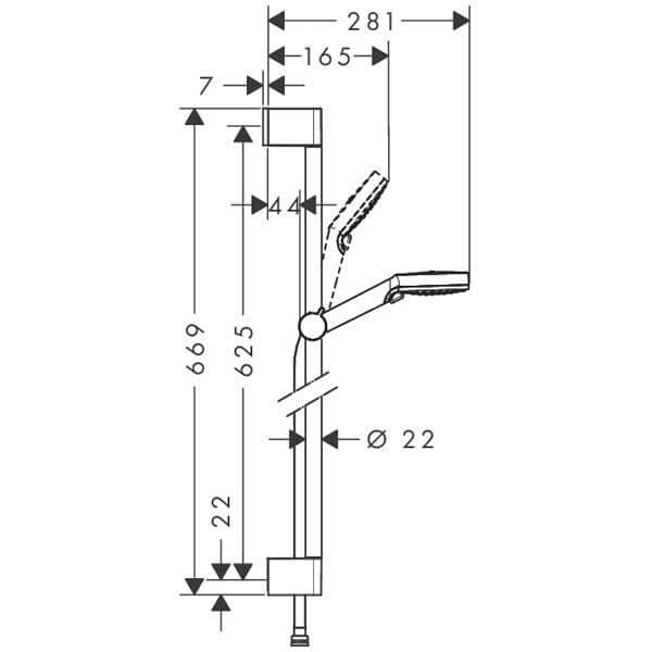 Crometta Vario EcoSmart / Unica'Croma duschset 0,65 m vit/krom - Hansgrohe