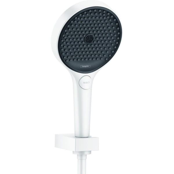 Hansgrohe Rainfinity 130 3jet väggfäste och handduschset med 160 cm matt vit duschslang
