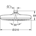 Miniatyrbild 5 av 6: GROHE Vitalio Start 210 takdusch - enkelstråle - vattenbesparing - 1/2" gängad anslutning - 26415000