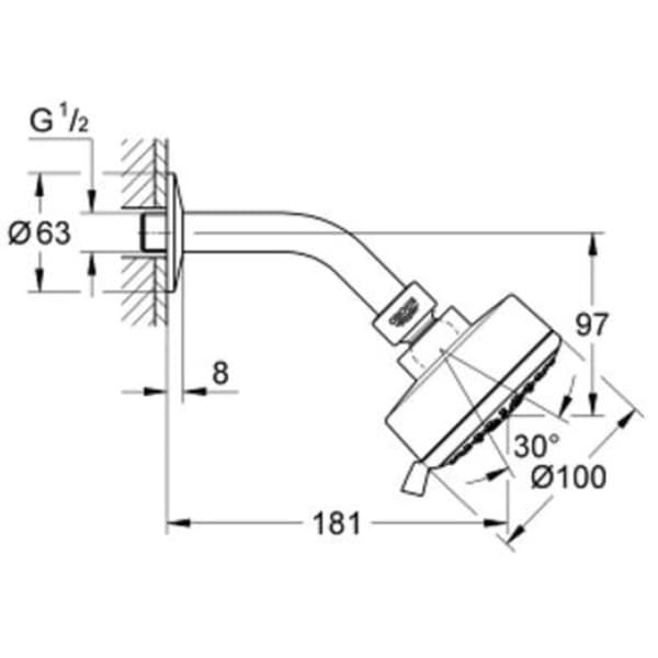 Grohe - Tempesta Cosmopolitan 100 Takdusch 4 munstycken, krom (27869001)