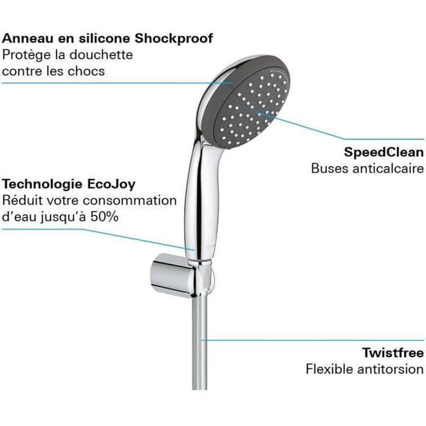GROHE 2-jet duschset med Vitalio Start 100 väggfäste Krom 27950000