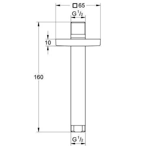 Vertikal duscharm - Grohe - 27485000 - Fyrkantig rosett 142 mm - Metall - Robust och hållbar design
