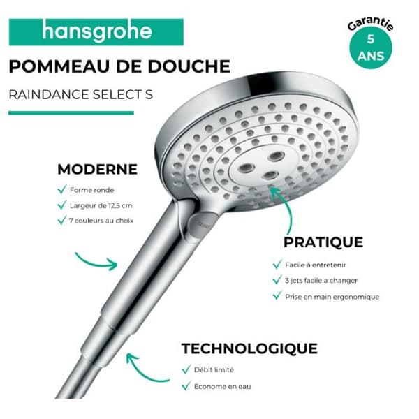Handdusch - Hansgrohe - Raindance Select S 120 - 3 strålar - EcoSmart - Krom