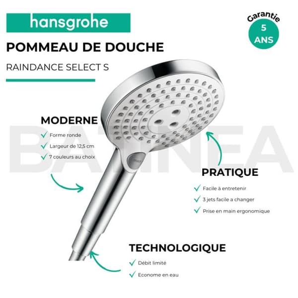Handdusch - Hansgrohe - 3 strålar - Select Technology - EcoSmart - Vattenflödesreduktion