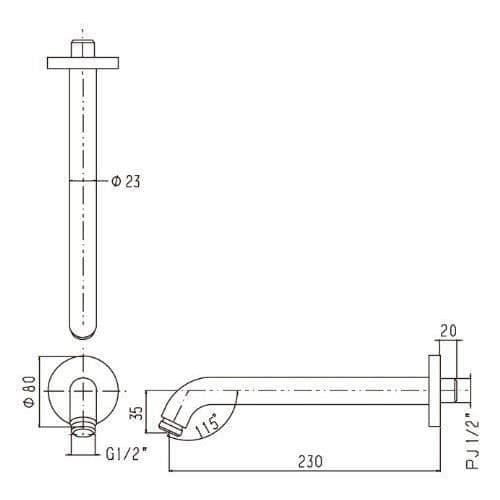 Hansgrohe 27412000 Duscharm DN 15 67 Krom 67° 23 mm vinkel