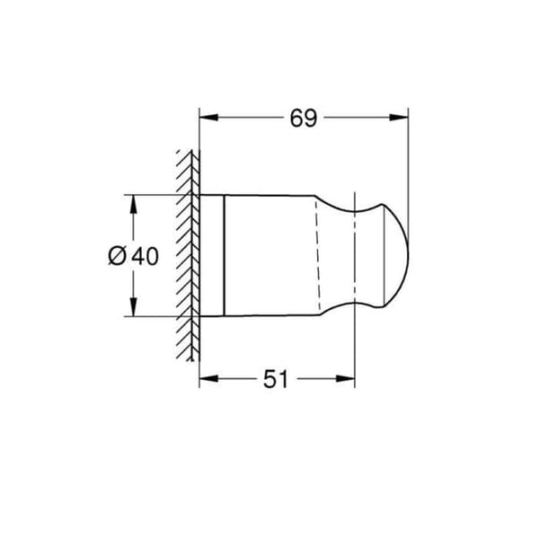 Duschstöd - GROHE - Vitalio Universal - Grå krom - Blank - Ej justerbar