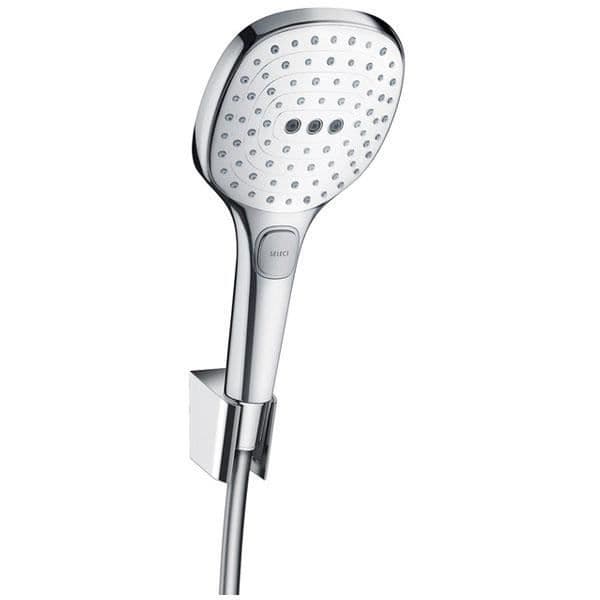 Duschset - HANSGROHE - Raindance Select E 120 - 3 Strålar - Vit-Krom - Flexibel 1600 mm