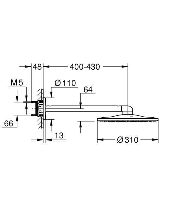 Grohe Rainshower Takdusch Ø31cm SmartActive rund väggmontering 2 strålar krom
