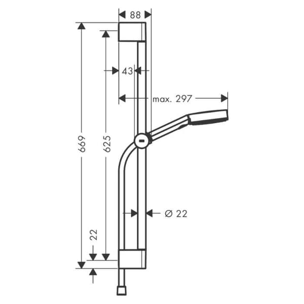 Hansgrohe Pulsify Duschset 65cm med 10,5cm duschhuvud 3 strålar Relaxation Matt svart