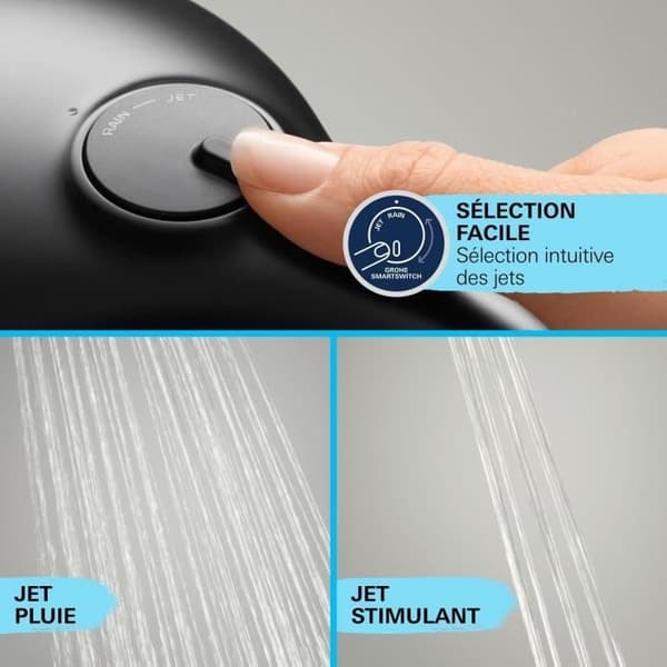 Brusesæt med 2-strålet brusehoved. 90 cm stang og fleksibel slange - GROHE Vitalio Comfort 110 269302431 - Vandbesparende - Matsort