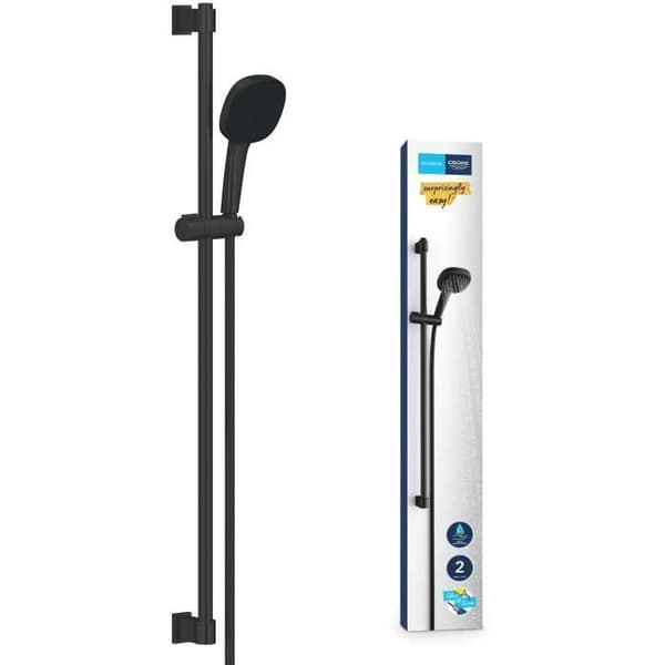 Brusesæt med 2-strålet brusehoved. 90 cm stang og fleksibel slange - GROHE Vitalio Comfort 110 269302431 - Vandbesparende - Matsort