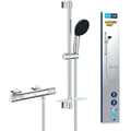 Miniatyrbillede 1 af 6: Brusesæt med termostatblander, 3-strålet brusehoved, 60 cm stang og fleksibel slange - GROHE 34791001 - Vandbesparende - Krom