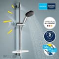 Miniatyrbild 5 av 6: Duschset med 2-jets duschmunstycke, 60 cm stång, flexibel slang och hyllplan - GROHE Vitalio Start 110 26952001 - Vattenbesparande - Krom