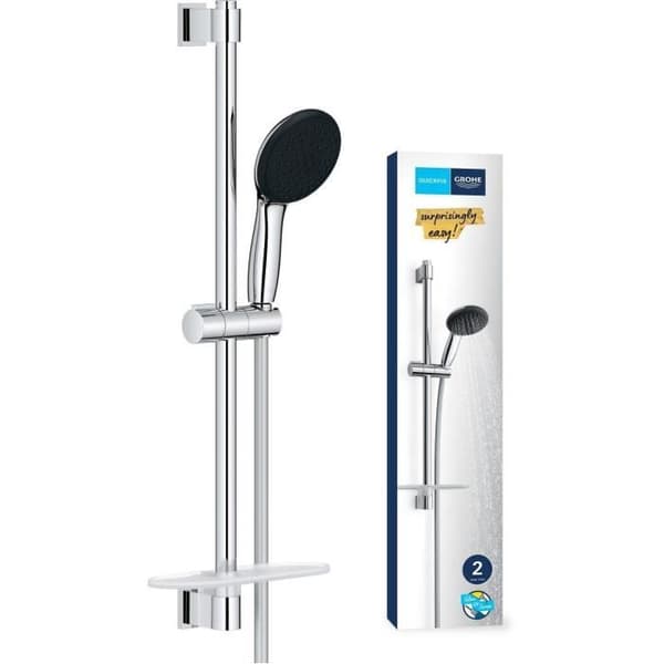 Duschset med 2-jets duschmunstycke, 60 cm stång, flexibel slang och hyllplan - GROHE Vitalio Start 110 26952001 - Vattenbesparande - Krom