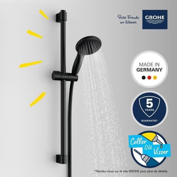 Brusesæt med 2-stråles brusehoved, 60 cm stang og 1,75 m slange - GROHE Vitalio Start 110 279482431 - Vandbesparende - Matsort