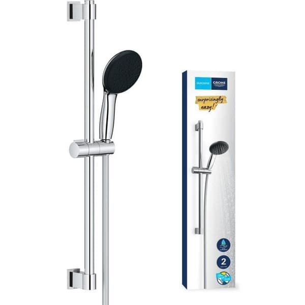 Brusesæt med 2-stråles brusehoved, 60 cm stang og 1,75 m slange - GROHE Vitalio Start 110 27948001 - Vandbesparende - Krom