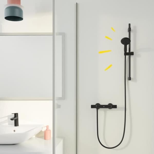 Brusesæt med 2 dyser, 90 cm stang og fleksibel slange - GROHE Vitalio Start 110 269542431 - Vandbesparende - Matsort
