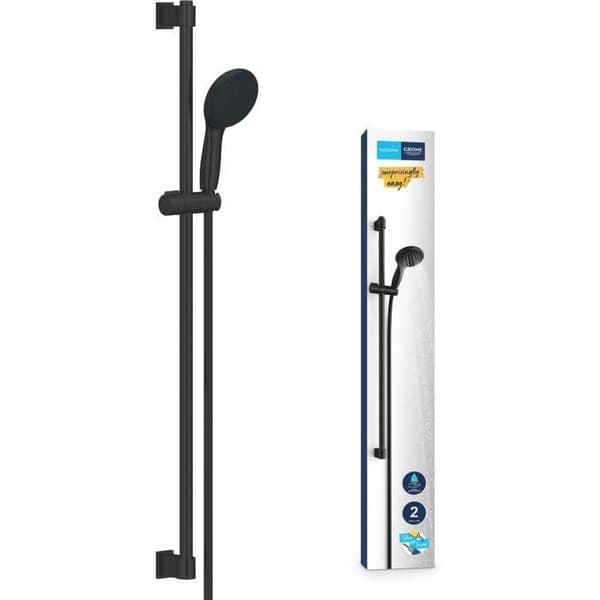 Brusesæt med 2 dyser, 90 cm stang og fleksibel slange - GROHE Vitalio Start 110 269542431 - Vandbesparende - Matsort