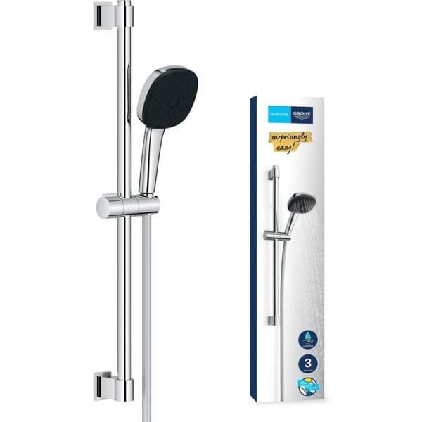 Brusesæt med 3-stråles brusehoved, stang og fleksibel slange - GROHE Vitalio Comfort 110 26096001 - Nem at vælge - Vandbesparende